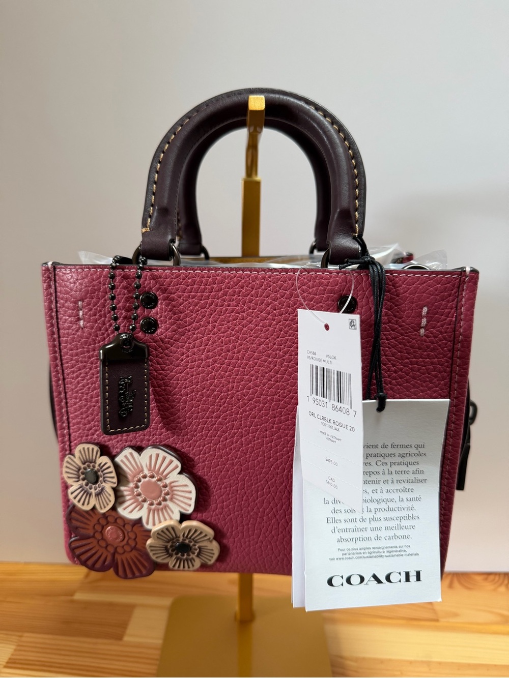 NWT COACH Rogue 20 Tea Rose Appliqué
